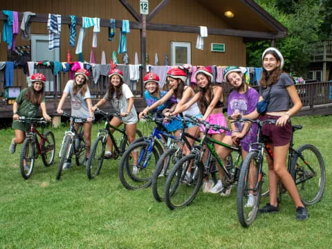a group of people on bikes
