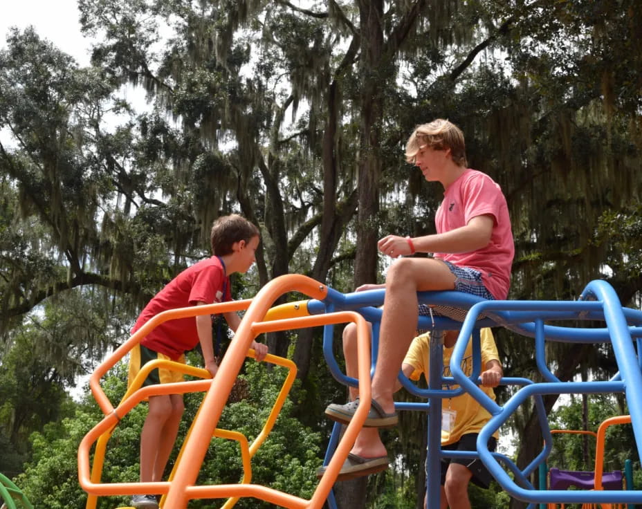 a couple of men on a playground