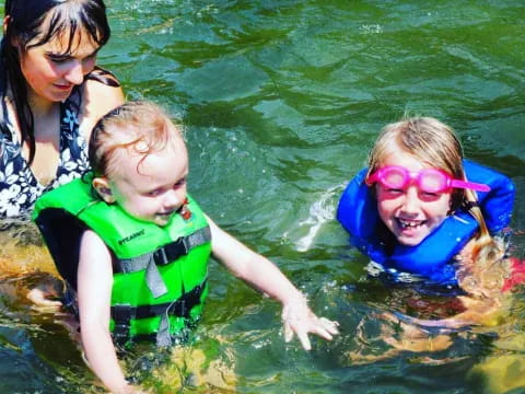 a group of people in the water