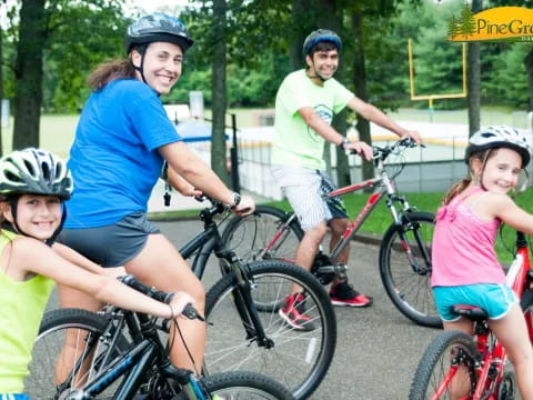 a group of people on bicycles