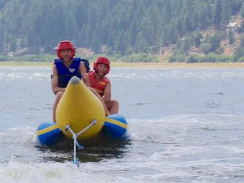 two people in a raft