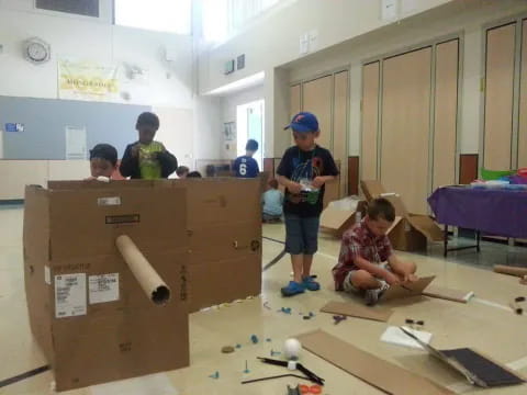 a group of kids in a classroom