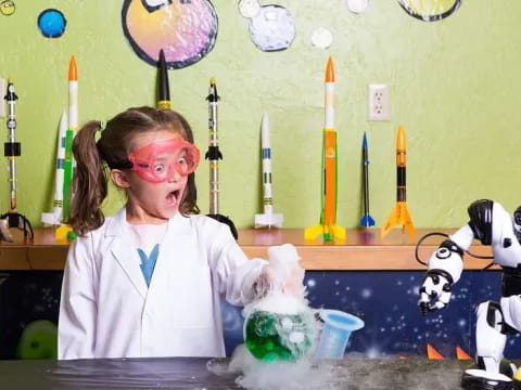 a girl in a lab coat