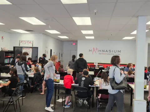 a group of people in a room