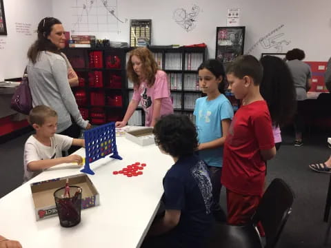 a group of people in a room
