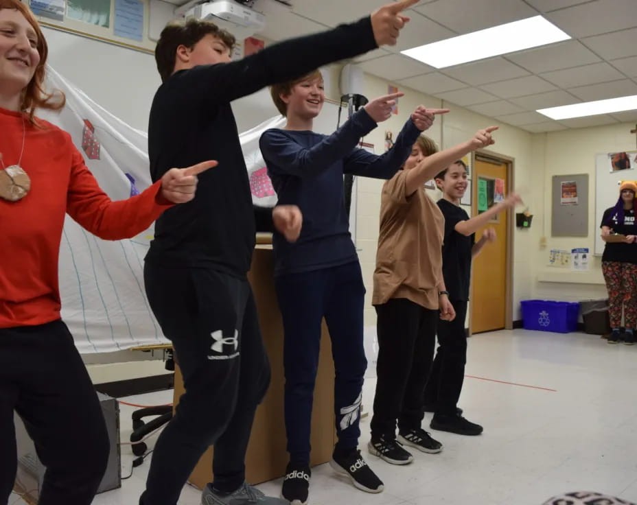 a group of people dancing