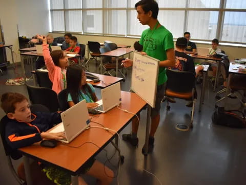 a group of people in a classroom