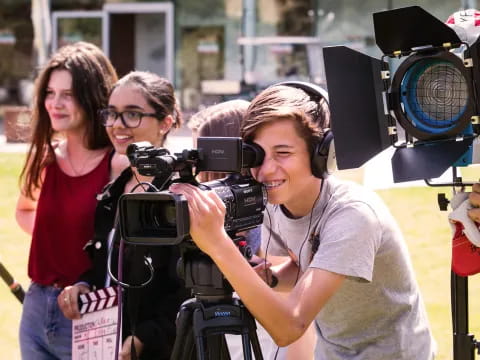 a person holding a camera