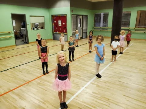 a group of children in a gym