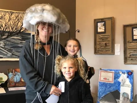 a person and two children
