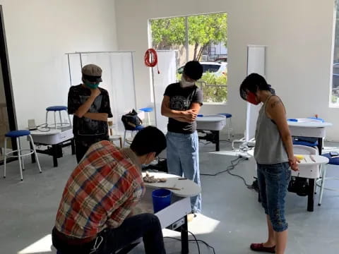 a group of people in a room