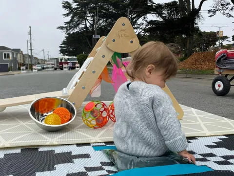 a child painting outside