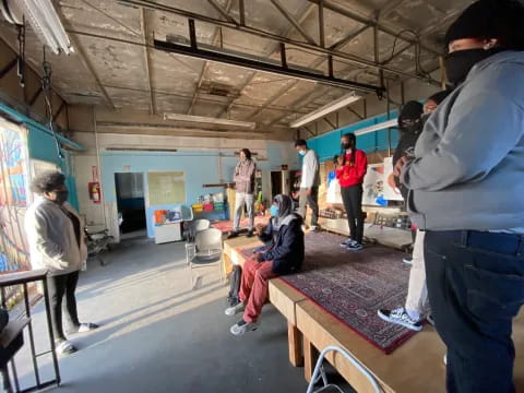 a group of people in a room