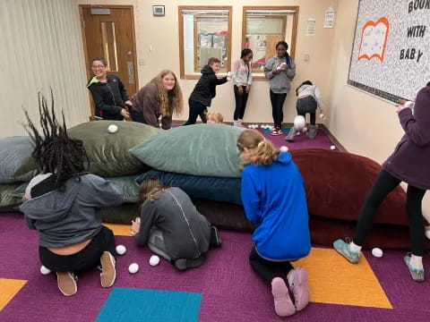 a group of people exercising