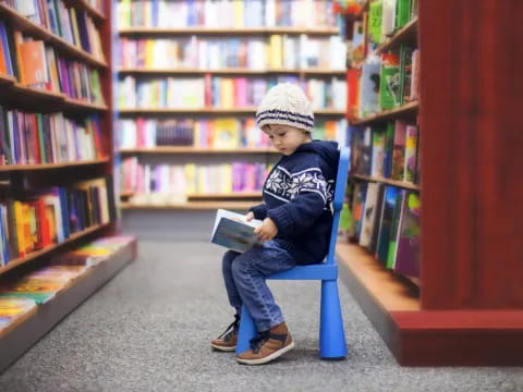a child sitting in a library