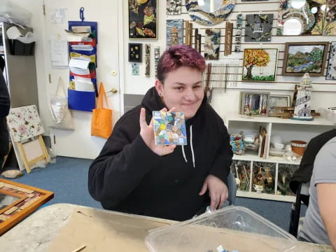 a person sitting at a table