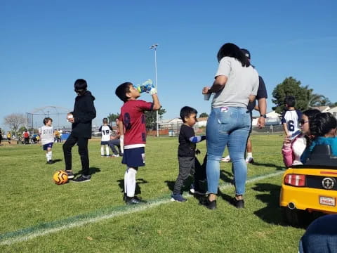 a group of people on a field