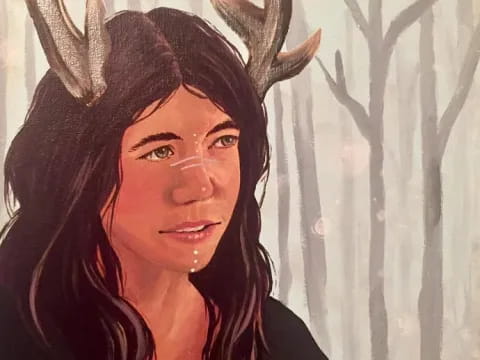 a woman with a large antlers