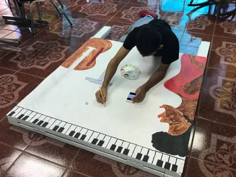 a person painting a picture