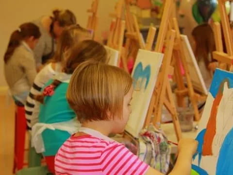 a group of children painting