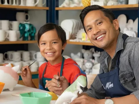 a person and a child smiling