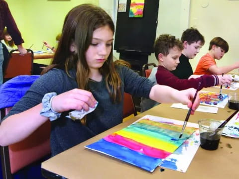 a person painting on a table