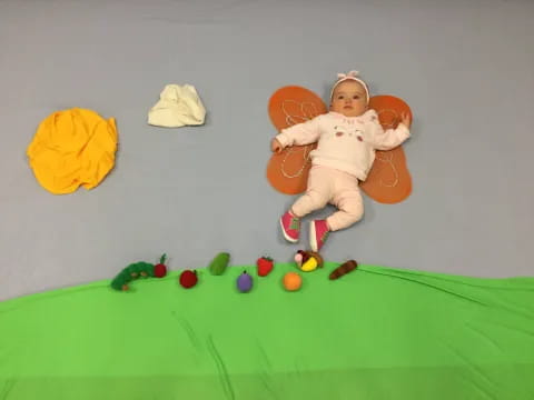 a baby on a toy