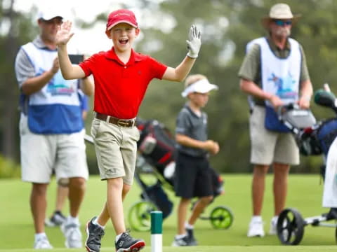 a person in a red shirt