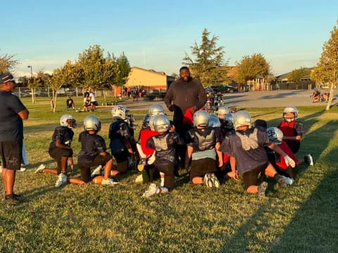 a group of people wearing helmets