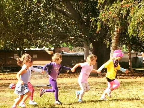 a group of children running