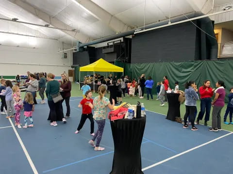 a group of people in a gymnasium