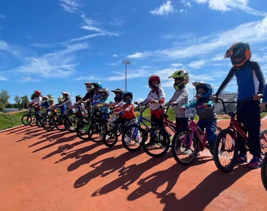 a group of people on bicycles