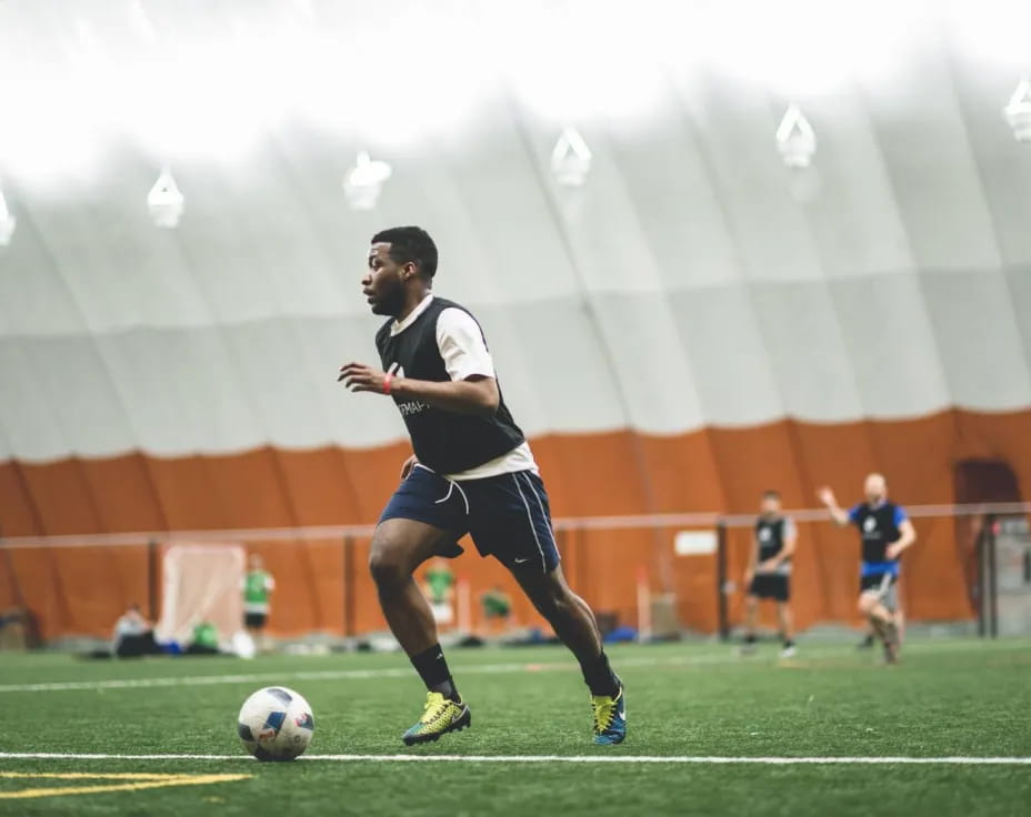 a person playing football