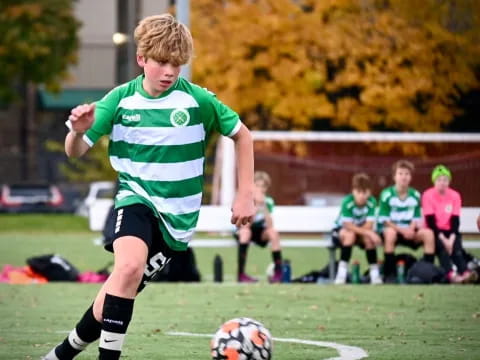 a boy playing football