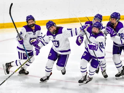 a group of men playing hockey