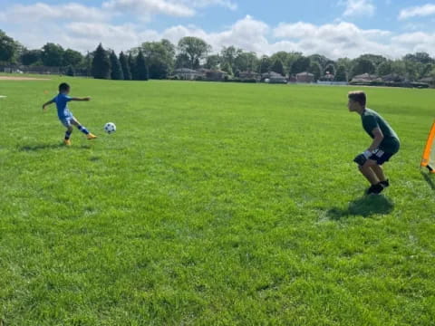 a couple of kids playing football