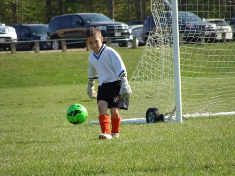 a boy playing football