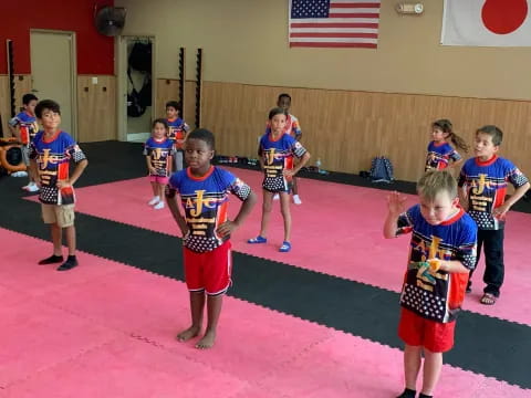 a group of children in a gym