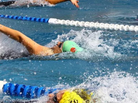 a person swimming in a pool