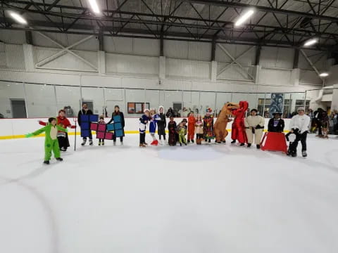 a group of people in a rink