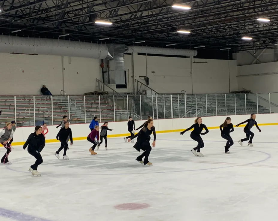 a group of people on ice