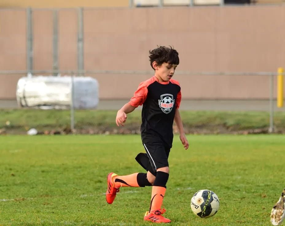 a boy playing football
