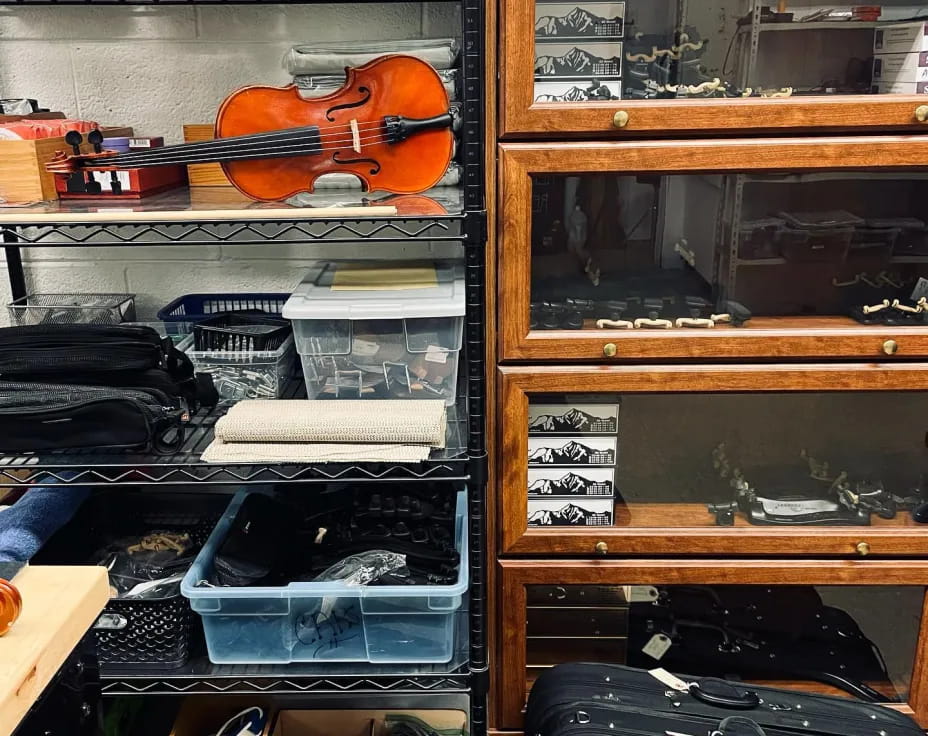 a shelf with objects on it