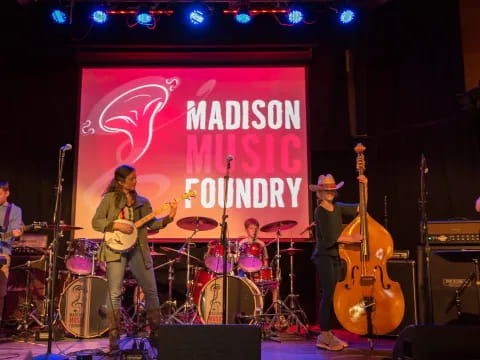 a band playing on a stage