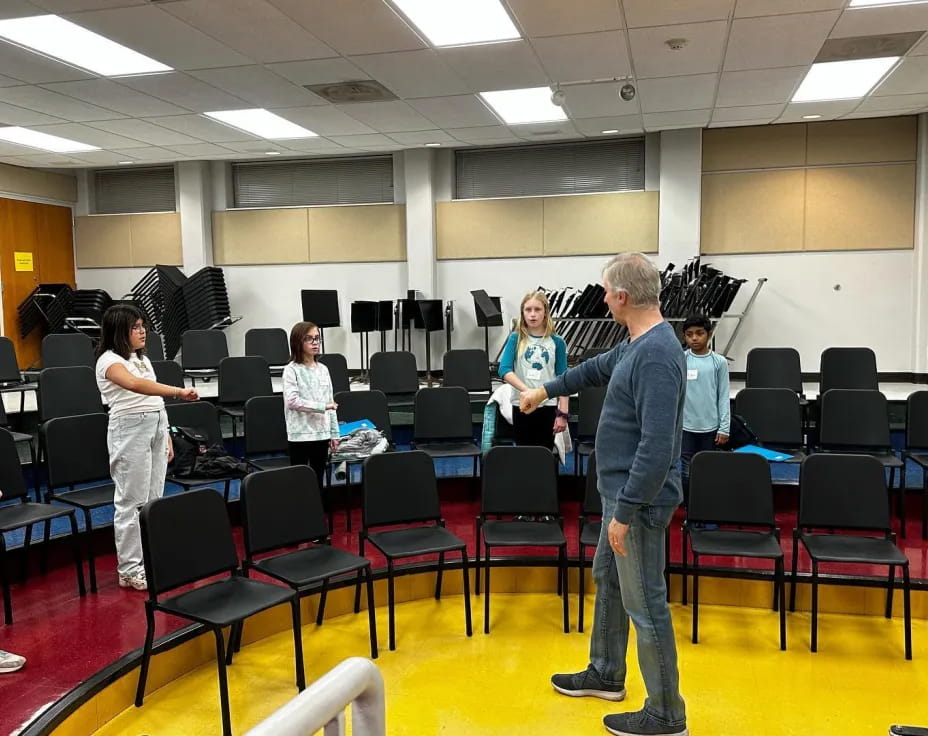 a group of people in a room