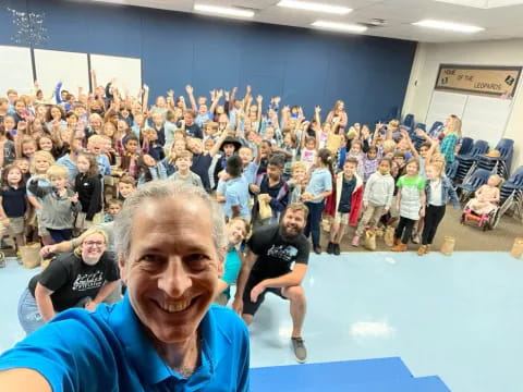 a group of people in a room