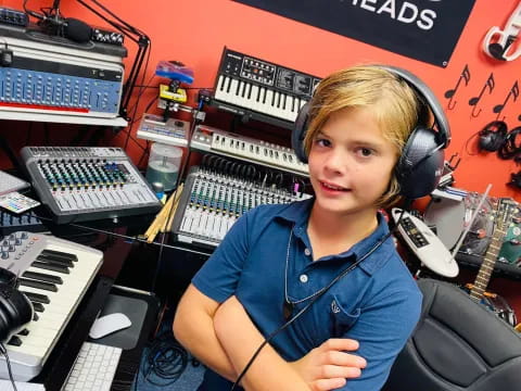a boy wearing headphones