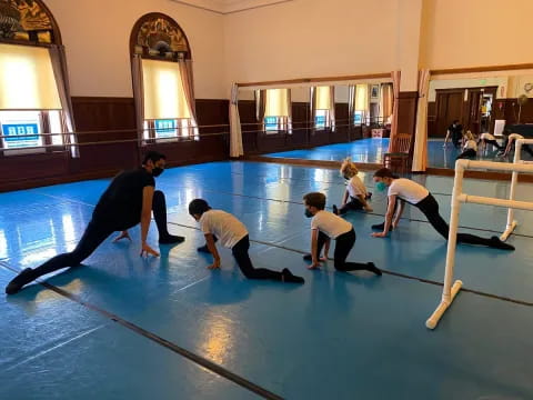 a group of people exercising