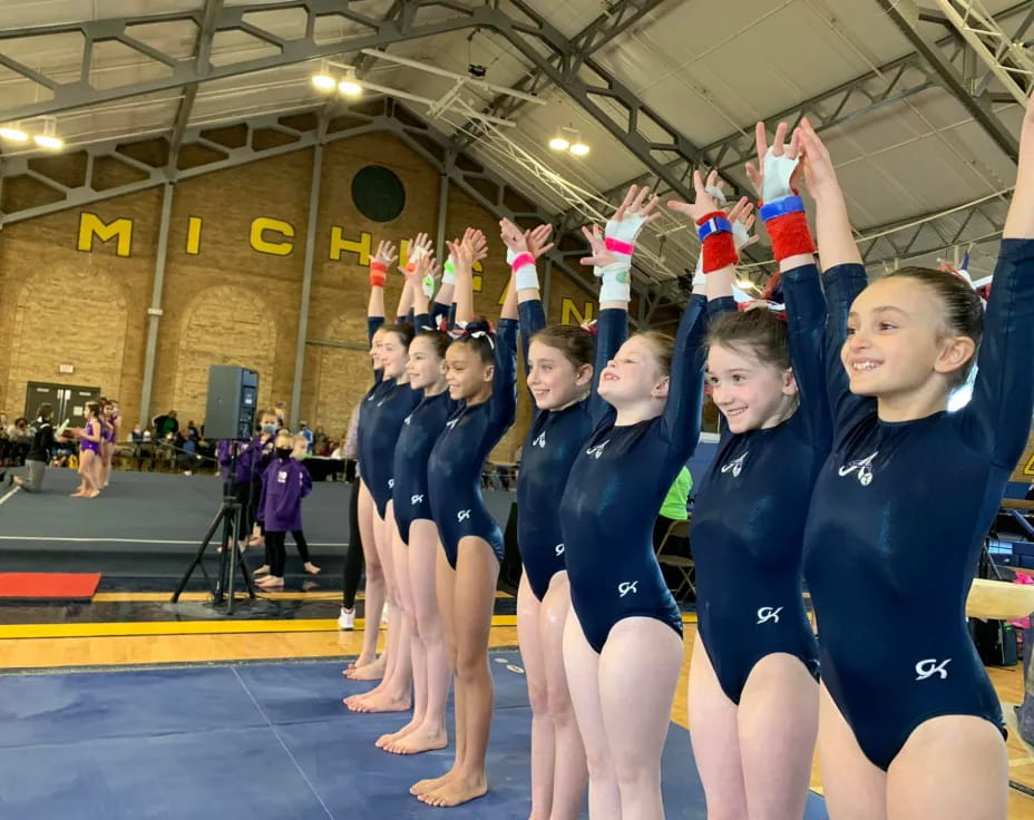 a group of girls in a gym