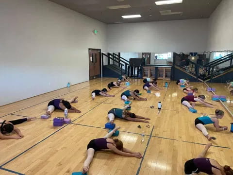 a group of people exercising